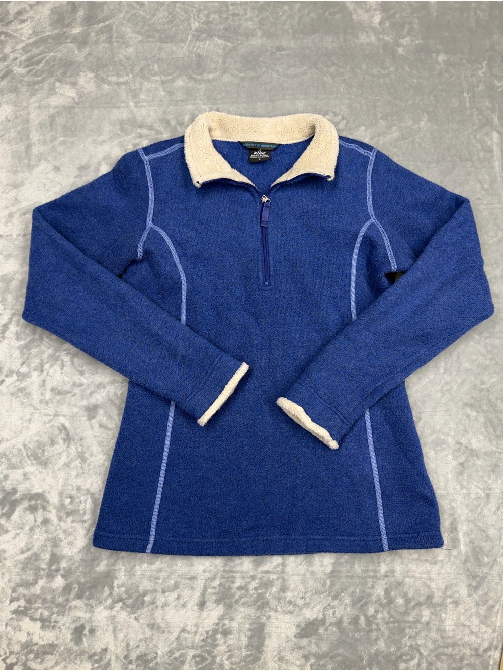 Kuhl Blue Alfpaca Fleece Quarter-Zip Cream Sherpa Trim